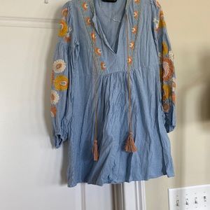 Embroidered mini dress